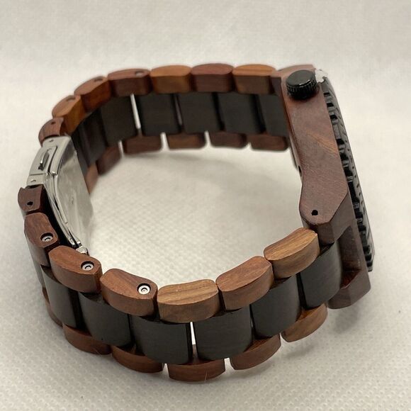 BEWELL W154A Men's Red/Black Sandalwood Analog Dial Quartz Wrist Watch YR42 - Picture 7 of 10